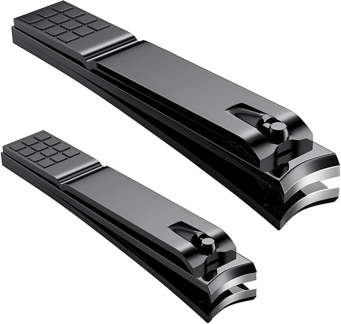 Aogeili Wide Jaw Steel Nail Clippers Set for Thick Toenail & Fingernail | Ultra Sharp Blades, Anti-Slip Grip, Large Toenail & Small Fingernail for Men Women Seniors, Home Travel Gift
